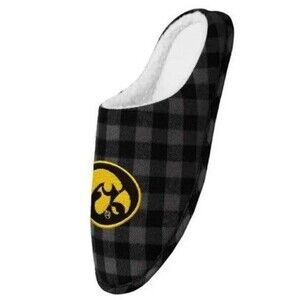 Iowa Hawkeyes College Football Men's Plaid Slippers NEW